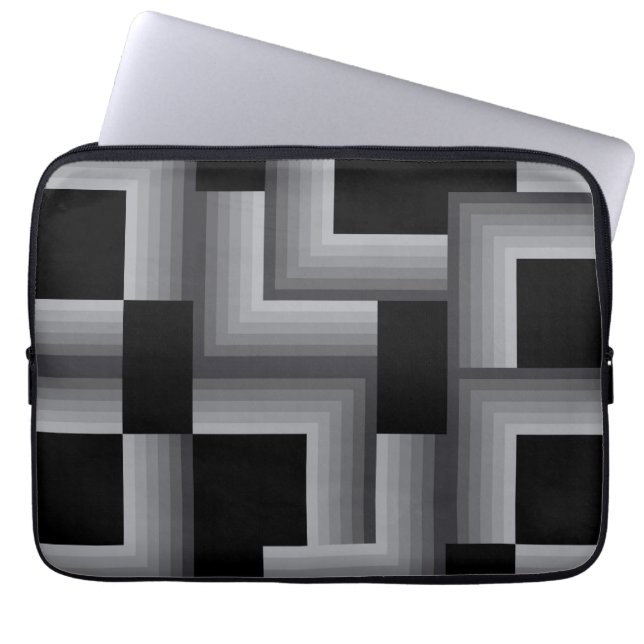 黒、銀、カッコいい、ユニークトレンディー ラップトップスリーブ (正面)