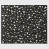 黒，銀，光沢，明るい，星，色 ラッピングペーパー (フラット)