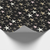 黒，銀，光沢，明るい，星，色 ラッピングペーパー (角)