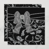 黒 銀 黒 すべての機会 パーティー 招待状 (正面/裏面)