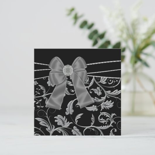 黒 銀 黒 すべての機会 パーティー 招待状 (スタンド正面)