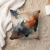 黒、錆、灰色、ベージュの水色抽象芸術 クッション (ブランケット)