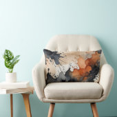 黒、錆、灰色、ベージュの水色抽象芸術 ランバークッション (椅子)