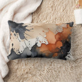 黒、錆、灰色、ベージュの水色抽象芸術 ランバークッション (ブランケット)