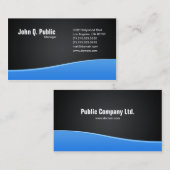 黒(青シンプル波) 名刺 (正面/裏面)