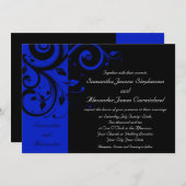 黒/青王室の逆旋回結婚の 招待状 (正面/裏面)