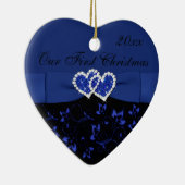 黒、青私達の初めてのクリスマスの記念品のオーナメント セラミックオーナメント (右)