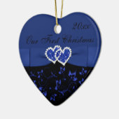 黒、青私達の初めてのクリスマスの記念品のオーナメント セラミックオーナメント (左)