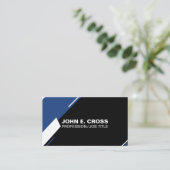黒、青、および白の線のプロフェッショナル モダン 名刺 (スタンド正面)