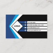 黒、青、および白の線のプロフェッショナル モダン 名刺 (裏面)