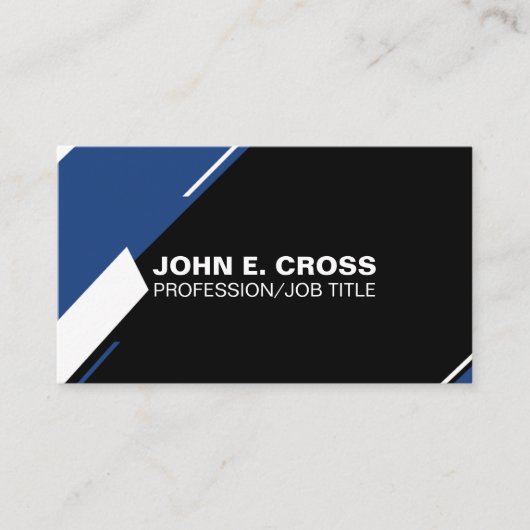 黒、青、および白の線のプロフェッショナル モダン 名刺 (正面)