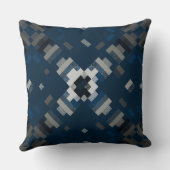 黒、青、グレーのジオメトリック抽象芸術 クッション (裏面)