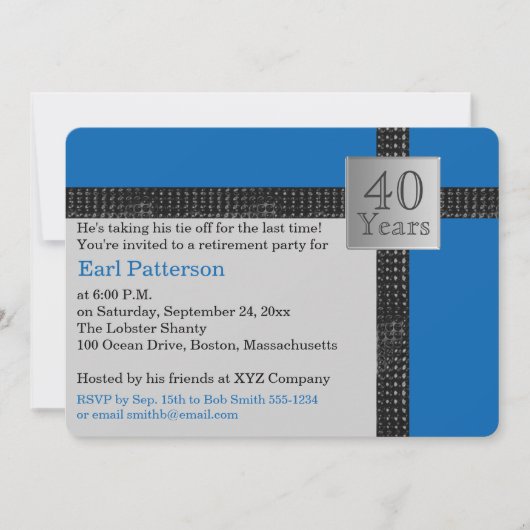 黒、青、グレーの退職のお知らせ招待状 招待状 (正面)