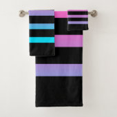 黒、青、ピンクのストライプ バスタオルセット (インサイチュ)