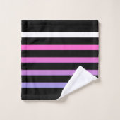 黒、青、ピンクのストライプ バスタオルセット (ウォッシュタオル)