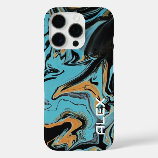 黒、青、燃えたオレンジ絵を描の渦巻き旋回 Case-Mate iPhoneケース (裏面)
