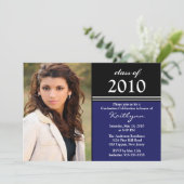 黒、青、白の写真 卒業式招待状 招待状 (スタンド正面)