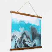 黒、青、白の大理石の波 吊り下げ型タペストリー (傾斜あり)