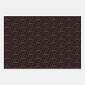 黒、青、紫の可愛い愛ハート ラッピングペーパーシート (正面)