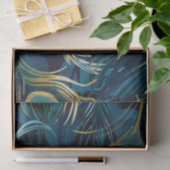 黒、青、黄色の孔雀の羽模様 薄葉紙 (ギフト)