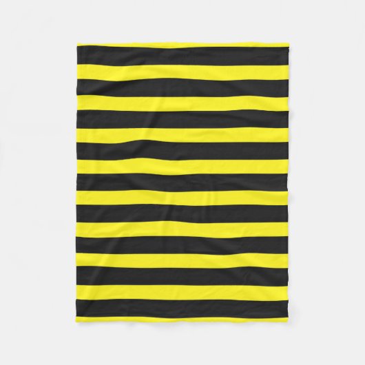 黒、黄色の蜂そっくりのストライプなパターン フリースブランケット (正面)