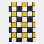 黒(黄色)タータンチェック キッチンタオル (縦)