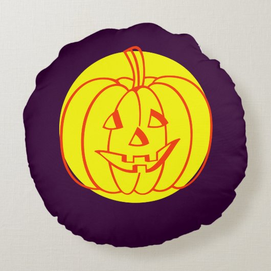 黒 黄色 紫色 ドクロ 猫 月 ハロウィン ラウンドクッション (裏面)