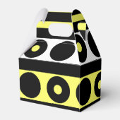 黒、黄、および白の水玉模様とストライプ フェイバーボックス (裏面サイド)