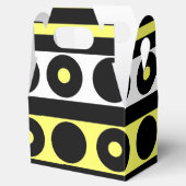 黒、黄、および白の水玉模様とストライプ フェイバーボックス (オープン)