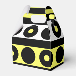 黒、黄、および白の水玉模様とストライプ フェイバーボックス