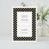 黒、黄、および白の水玉模様返信カード 出欠カード (スタンド正面)