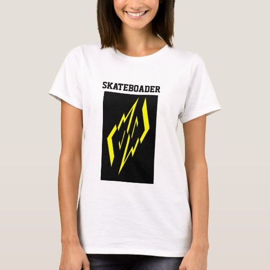 黒+黄+白のスケートボーダーTシャツ Tシャツ (正面)