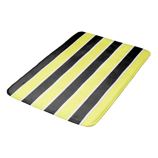 黒、黄、白の各ストライプ色 バスマット (アングル)