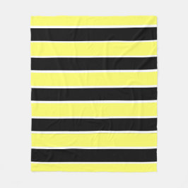 黒、黄、白の各ストライプ色 フリースブランケット