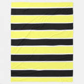 黒、黄、白の各ストライプ色 フリースブランケット (正面)