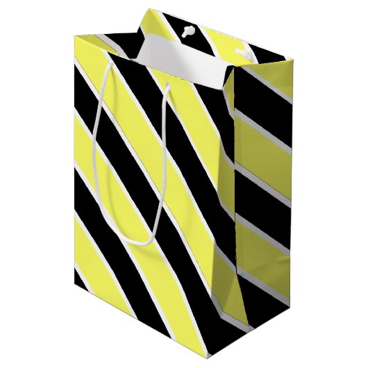 黒、黄、白の各ストライプ色 ミディアムペーパーバッグ (正面アングル)