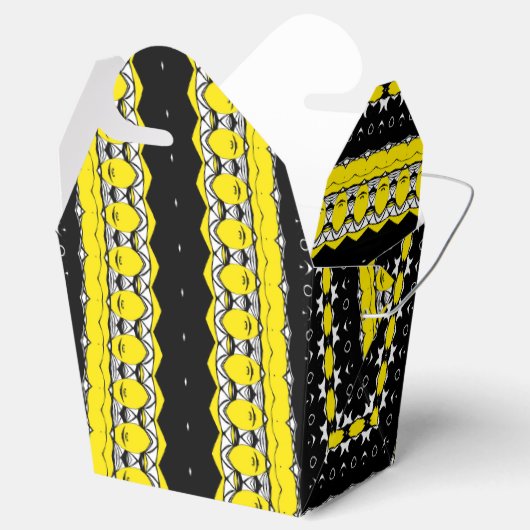 黒、黄、白の部族模様 フェイバーボックス (オープン)