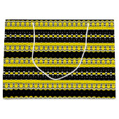 黒、黄、白の部族模様 ラージペーパーバッグ (正面)