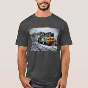 黒・黄・赤の機関車列車のシャツ Tシャツ