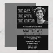 黒 36歳の誕生日招待状 The Man The Legend 招待状 (正面/裏面)