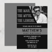 黒 41歳の誕生日招待状 The Man The Legend 招待状 (正面/裏面)