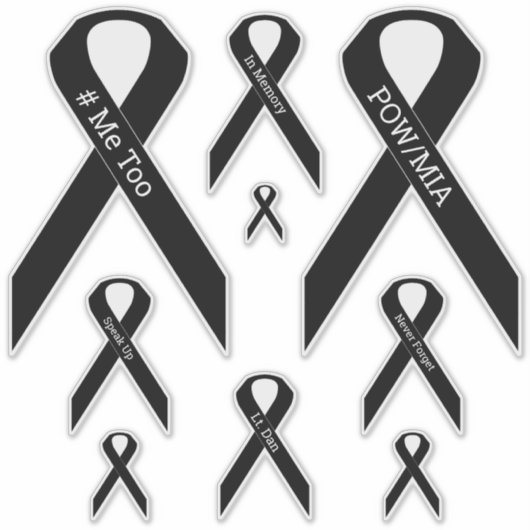 [黒] #ME TOO, POW/MIA認識度リボンビニール シール (正面)