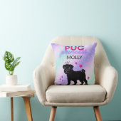 黒" PUGプリンセス"装飾用クッションパーソナライズされた。 クッション (椅子)