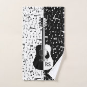 黒aのパーソナライズでコンテンポラリーなギターのデザイン バスタオルセット (ハンドタオル)