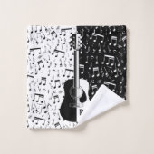 黒aのパーソナライズでコンテンポラリーなギターのデザイン バスタオルセット (ウォッシュタオル)