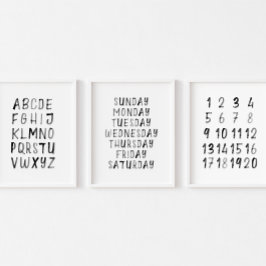 黒ABC数値曜日プリントセット3
