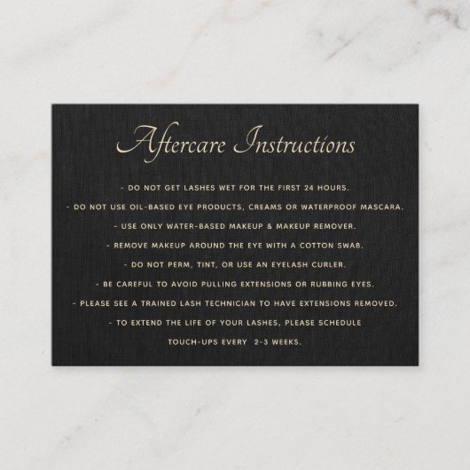 黒AfterCare for Lash Extensions名刺 名刺 (正面)