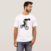 黒BMXライダーグラフィックTシャツ/フード付きスウェットシャツ Tシャツ (正面フル)