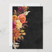 黒Bohoエレガントフローラス鮮やかクリプトシャワー 招待状 (裏面)