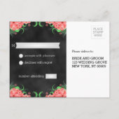 黒ChalkboardピンクフローラRSVP返信はがき インビテーションポストカード (裏面)